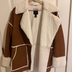 Faux shearling camel coat